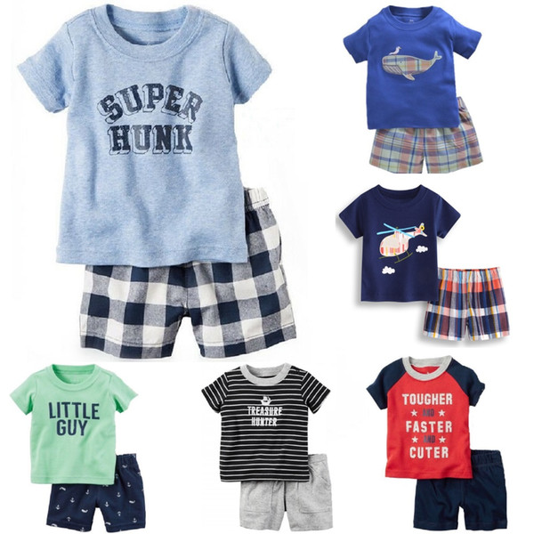 Hooyi Baby Clothes Set Casual Boys Summer Outfits Fashion Tee Shirts Shorts Pant 2-Pieces Suit Infant Tracksuits Tops Super Hunk