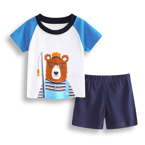 Cartoon Bear Baby Clothes Set Cotton Newborn T-Shirts Stripe Pant Boys Tee Shirts Clothing 2PCS Suit Outfit Infant Sport Suit Tracksuits