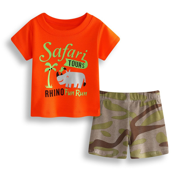 Rhino Baby Boy Clothes Set Cotton Children T-Shirt Camo Pant Newborn Tee Shirts Clothing Suit Outfits Infant Sport Suit Safari 60set/lot