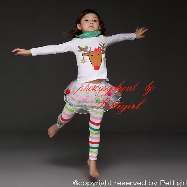 Pettigirl 2016 Retail Children Christmas Clothing Suits Hot Sale Animail Pattern Up&Legging Child Girls Sets for Girls Clothing CS31122-02