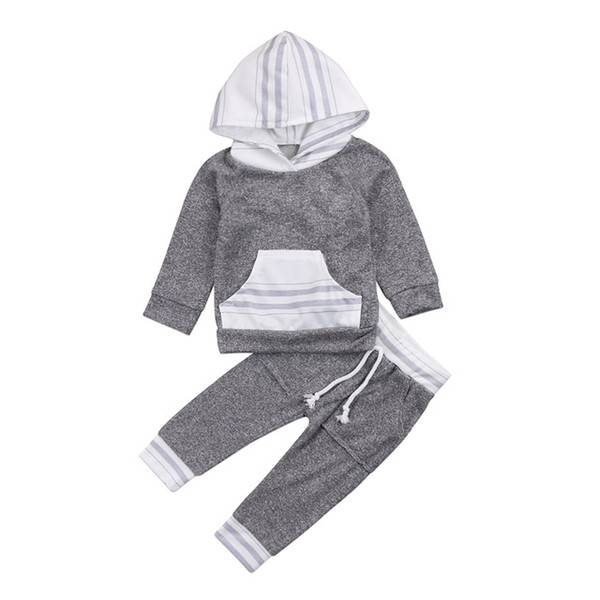 2pcs Newborn Toddler Kids Clothes Set Baby Boy Girl Hooded Sweatshirt Tops+Pants Outfits Set Clothes