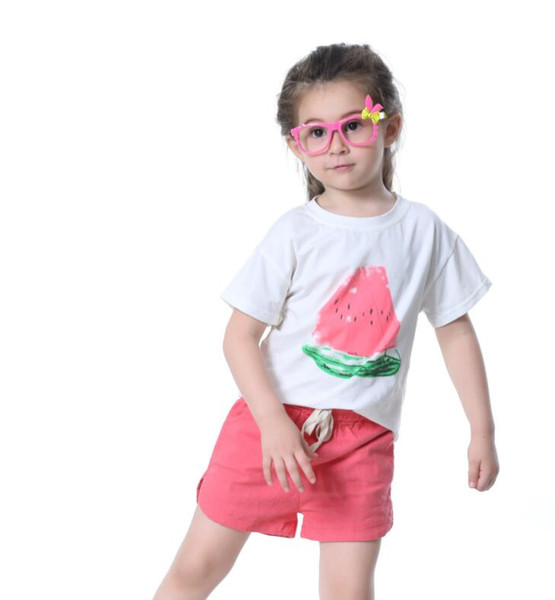 ins hot sales baby girls summer clothing set children prints shirt matching shorts clothes set