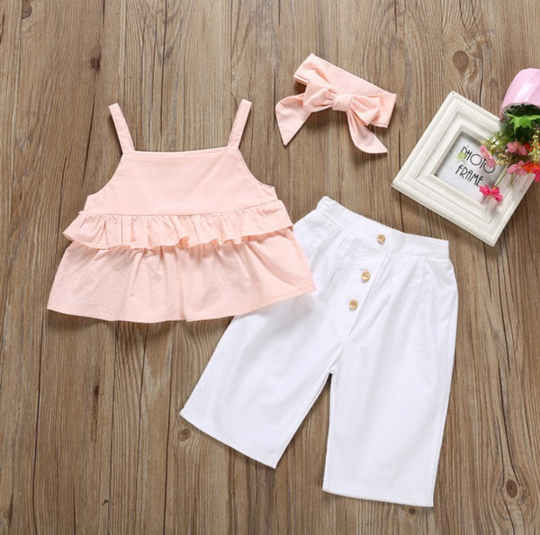 ins hot sale baby girls clothing set children boutique cotton dress matching pants set for sale