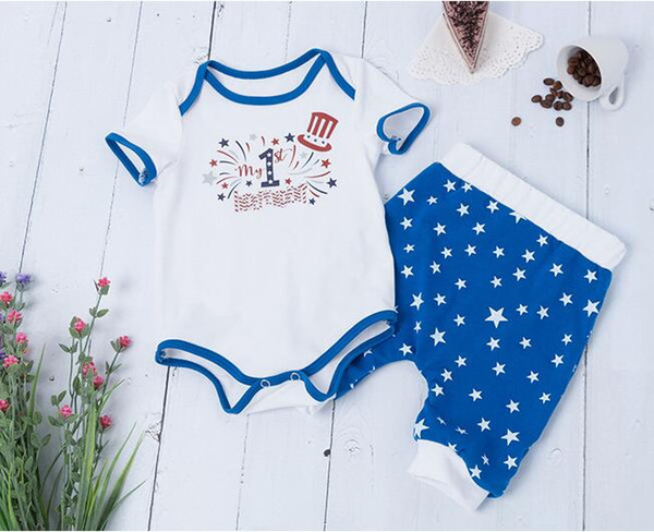 ins hot sales baby girls summer 4th of july rompers matching pants sets kids boutique hot sale rompers