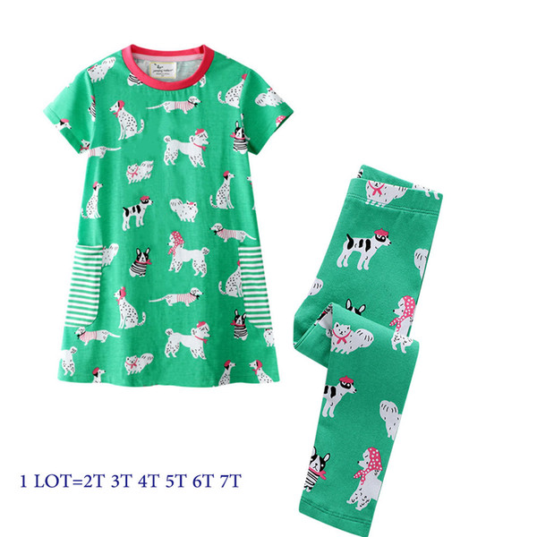 Unicorn Dress with Match Leggings Designer Baby Girl Clothes Sets 2019 New Summer Children Clothing Sets Cotton Dress + Soft Leggings 2-7T