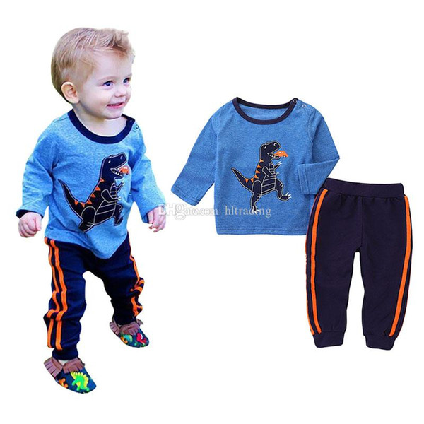 Baby INS outfits boys dinosaur print top+pants 2pcs/set 2019 spring autumn Boutique kids Clothing Sets C5728