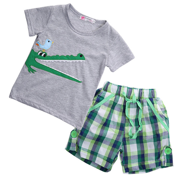 1-7 years baby boys Dinosaur clothing set short sleeve shirt+shorts pants 2pcs boy designer outfits children summer casual clothes suit