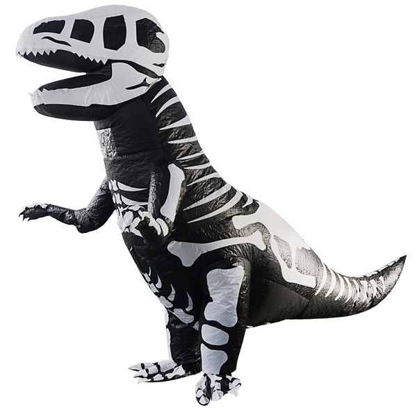 Kids Giant Skeleton Inflatable Dinosaur Costume T-Rex Blow up Dino Fossil Costume