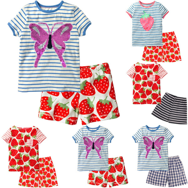 Butterfly Baby Girl Clothes 1-5Y Children Tee Shirts Pant Clothing Suit Girls Outfits 100% Cotton Kids Top T-Shirt Jumpsuit Soft 60set/lot