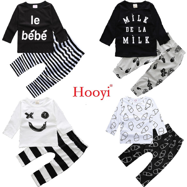 Bebe Milk Girl Clothes Suits Spring Tee Shirts Pants Sets Fashion Toddler Outfits Boys 2-Piece Clothing Set Children Jumpsuits