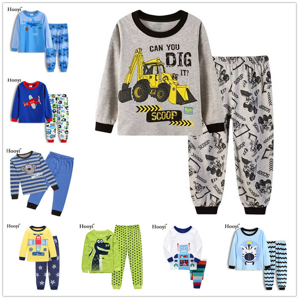 Digger Baby Boy Pajamas Clothes Suits Long Sleeve Cotton Children T-Shirts Trouser Pyjamas Set Kid Sleepwear 2 3 4 5 6 7 Years