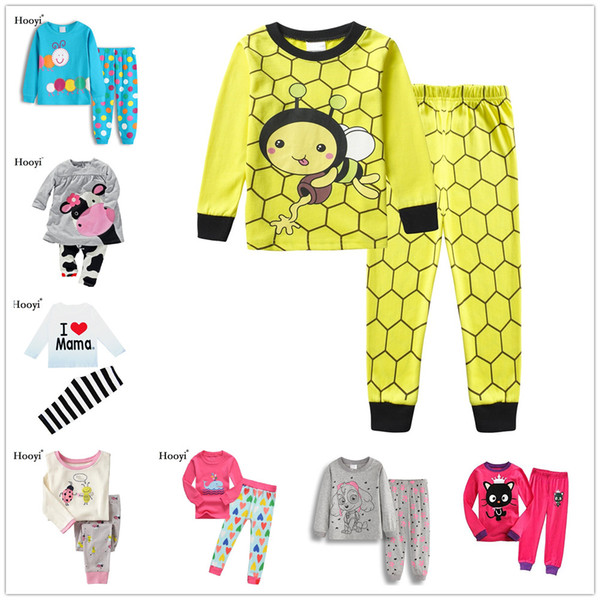 Honey Bee Children Pajamas Suits Yellow Cute Cotton Baby Girls Pyjamas Set Nest 2-7Year Kid Sleepwear Spring Autumn Girl Clothes Nightgown