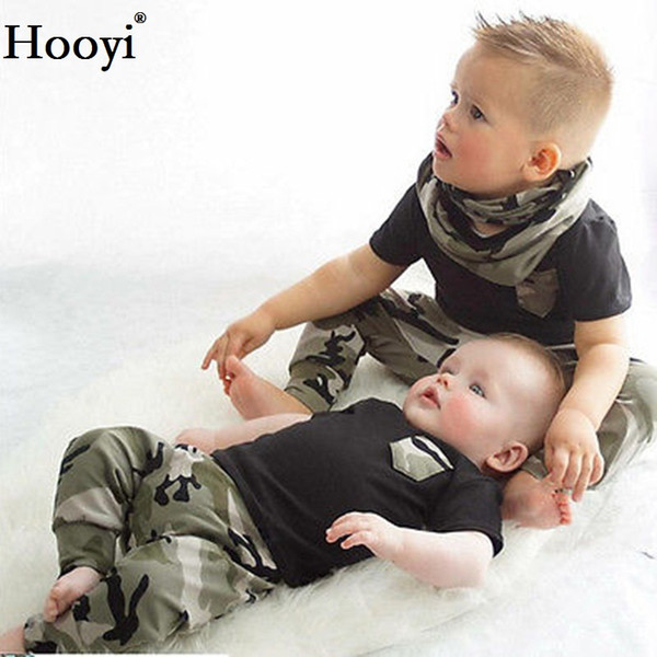 Black Camo Baby Boy Clothes Set Children T-Shirt Camouflage Pant Clothing Suit 100% Cotton Toddler Tracksuits Boys Outfit 70-100