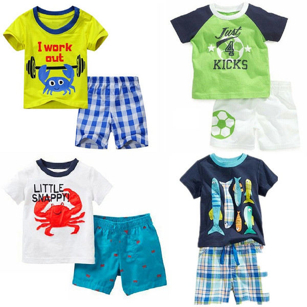 Dinosaur Boy Clothes Suit Baby Boys T-Shirts Pants 100% Cotton Children Outfits Tee Shirt Panties 2Pcs Toddler Sport Suits 2-7Y