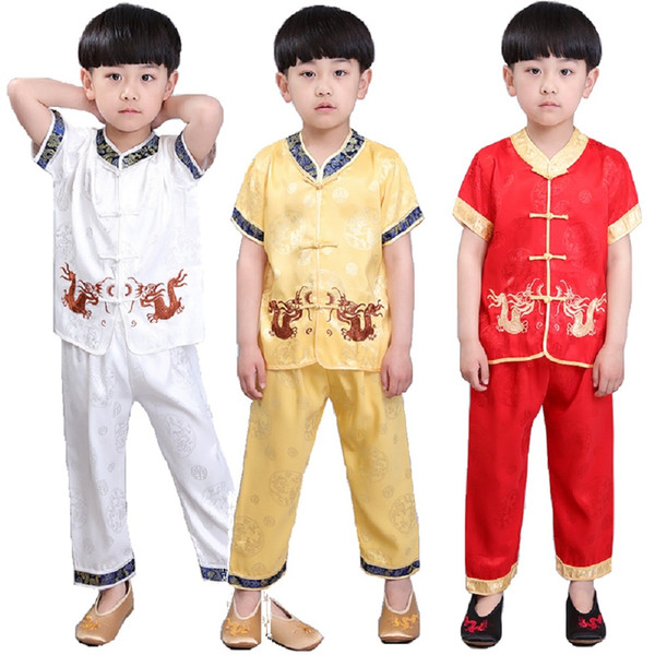 Chinese Spring Festival Traditional Children Tang Clothes Suit Embroidery Dragon Baby Boys Shirt Trousers New Year Costumes Tops