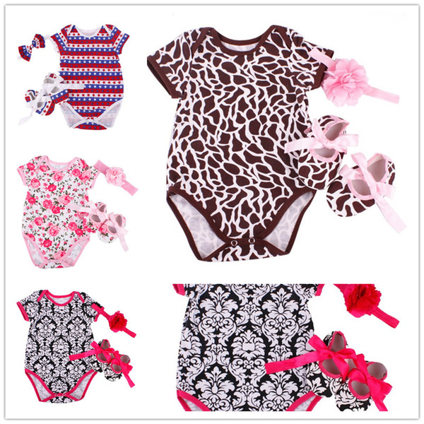 Leopard Baby Girl Clothes Suit Newborn Bodysuit First Walker Headband 3pcs Sets Baby Jumpsuits Shirts Cotton Girls Clothing 0-2YEAR