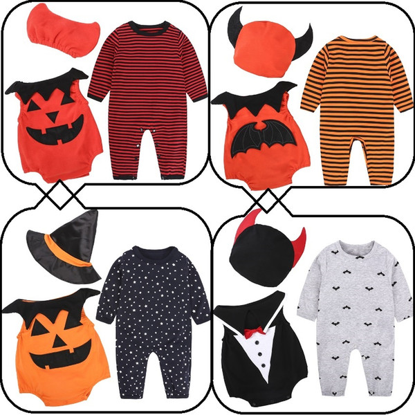 Halloween Baby Boy Clothes Sets Bat Costumes Goblin Newborn Romper Hat Bat Vest Suits Infant Jumpsuits Devil Girl Outfits Cotton Bodysuit