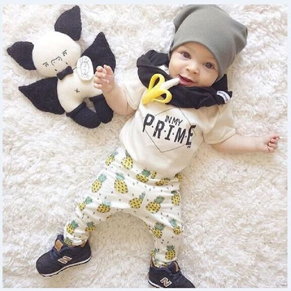 2018 Baby Boy Clothes Set Fashion Pineapple Newborn Clothing Suit 100% Cotton Toddler Jumpsuit Girls Outfits T-Shirt + Trouser 0 1 2 3 Years