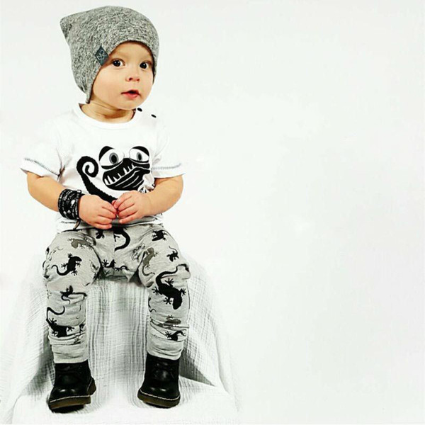 Lizard Baby Boy Clothes Set Gecko T-Shirt Pant 2018 Fashion Baby Clothing Suit 100% Cotton Toddler Jumpsuit Girls Outfits 70-100