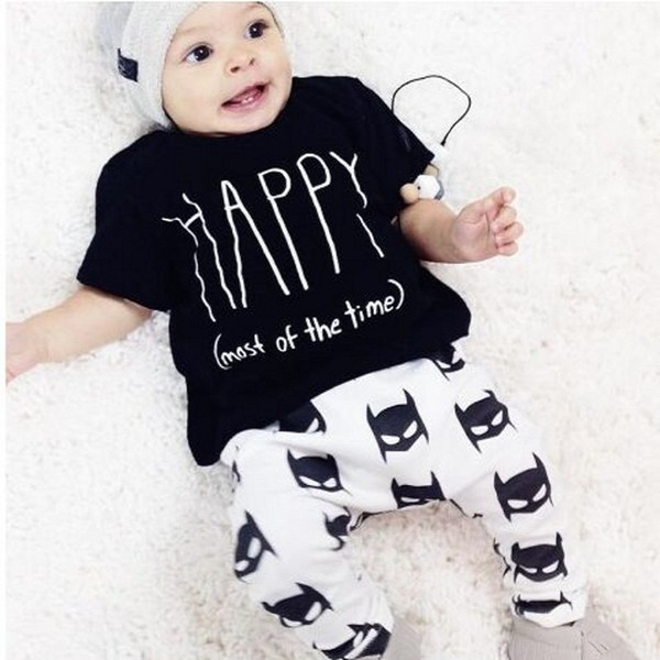 Hooyi Happy Baby Boy Clothes Set Fashion Children T-Shirt Pant 100% Cotton Toddler Clothing Suit Outfit Cartoon Newborn Bodysuit 0-3Year