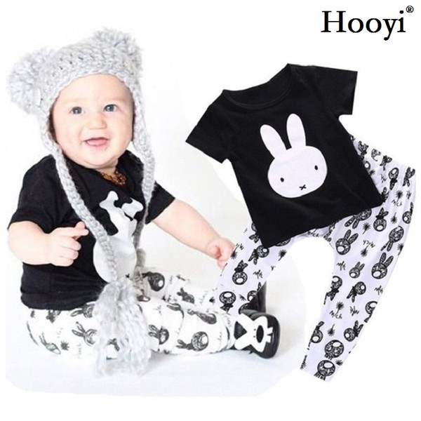 2018 Spring Baby Boys Clothes Set Rabbit Black T-Shirt Pant 100% Cotton Toddler Clothing Suit Outfits Fashion Tracksuits 0-3Year