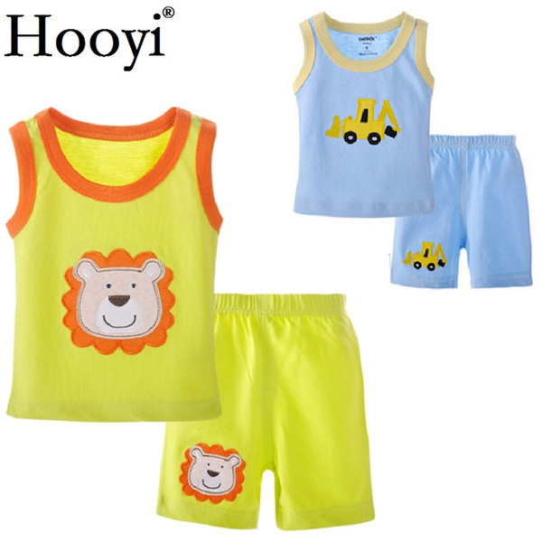 Hooyi Baby Boy Clothes Sets Soccer 100% Cotton Sleeveless Newborn Tank Top Hot Shorts Panties Singlet Boy Clothing Suit T-Shirt