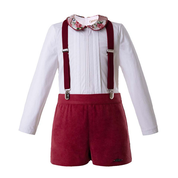 Pettigirl Strap Red Toddler Boy Clothes Sets Long Sleeves Shirts+Red Pants Kids Designer Clothes Boys Sets B-DMCS106-B333