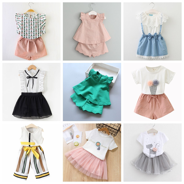 2-7T Baby Girl Clothes Fashion Cartoon Girls Summer Set Clothes Baby Suits Kids T Shirt +Pants Children Clothing Set good quality boutiques