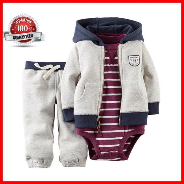 Jumpsuit Baby Romper Baby Clothing Set Suit hooded hoodies sweate for children in Autumn and Winter wear three piece per suit ouc026