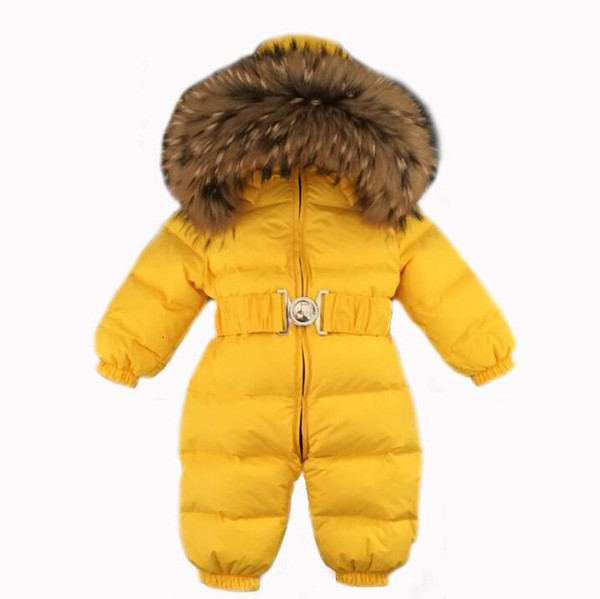 Russia Winter Baby Snowsuits kids Jumpsuit hold -25 18M-4T Boy Girls Warm natural fur Down Jacket Kids Clothes Infantil Rompers