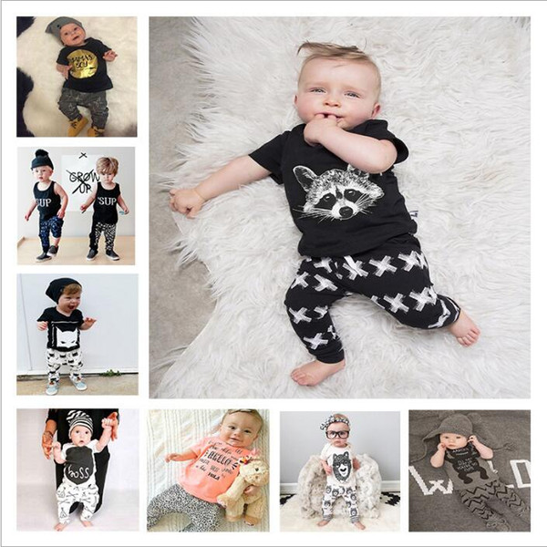 Kids Designer Clothes Girls Ins Clothing Sets Baby Summer Suits Boys Boutique T Shirt Pants Outfits Newborn Animal Print Tops Pants B4344