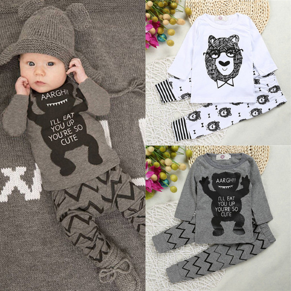 Piece summer style infant clothes baby clothing sets boy Cotton little monsters short sleeve suit baby boy kids clothes