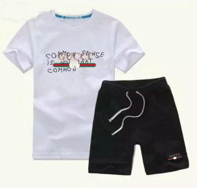 New classic Luxury Logo Designer Baby T shirt+ Pants 2-7 years olde Suit Kids fashion Children's 2pcs Cotton Clothing Sets-01