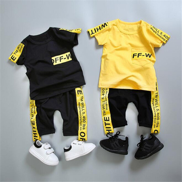 2PCS T-shirt Shorts Pants Suit Sport Baby Toddler Boy Girls Kids Newborn Children Summer2018 top Clothes Set Cotton Outfits