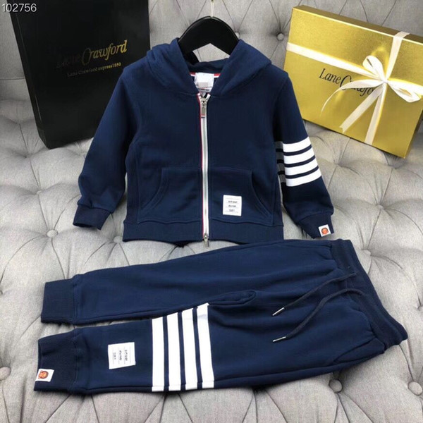 top quality boys set 2018 spring autumn Baby Casual tracksuit Clothes Kids Striped Hoodies +pants 2 Pcs handsome set Cotton