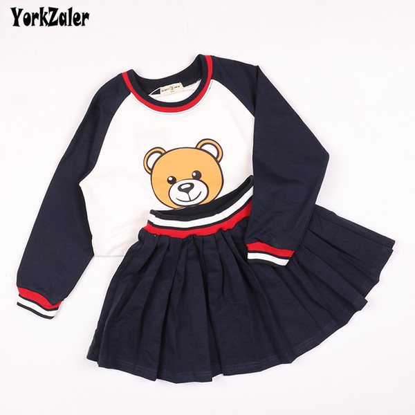 Yorkzaler Kids Clothing Sets For Girl Boy Summer Bear Shirt+Pants&Skirt 2pcs Children's Outfits Toddler Baby Clothes Set 3T-7T Y1892707