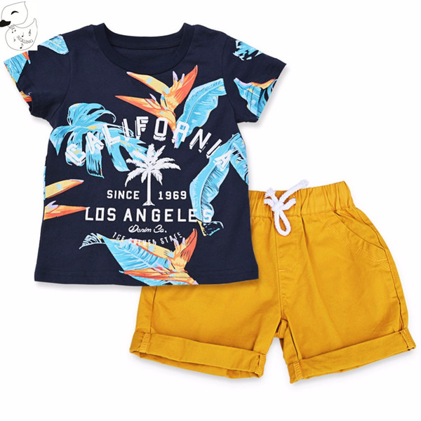 BINIDUCKLING 2017 Baby Boys Sets Summer Boys Sets Clothes T shirt+short Pants cotton sports Letter printed Set Children Suit