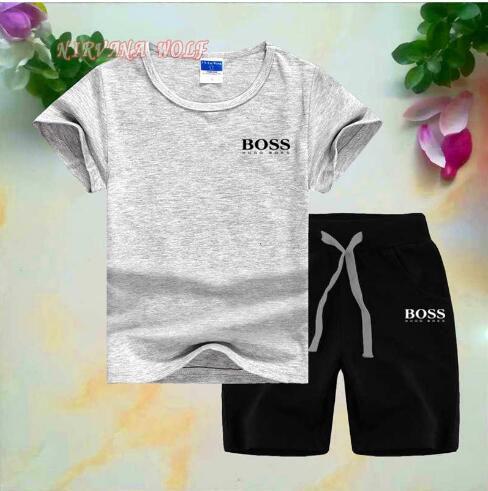 New Spring Luxury Designer Baby Boy's t-shirt Pants Two-piec 2-7 years olde Suit Kids Brand Children's 2pcs Cotton Clothing Sets