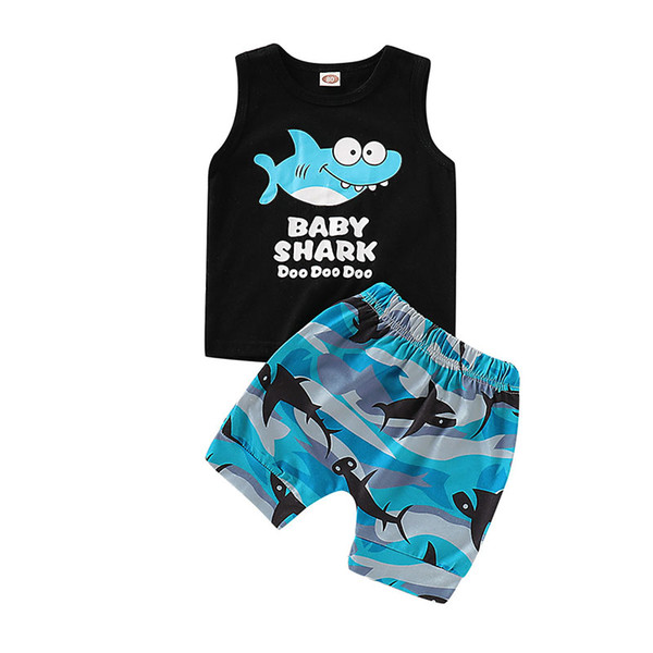 Kids Clothing Sets Summer Baby Clothes Cartoon Camouflage Shark Print for Boys Outfits Toddler Fashion T-shirt Shorts Children Suits C11