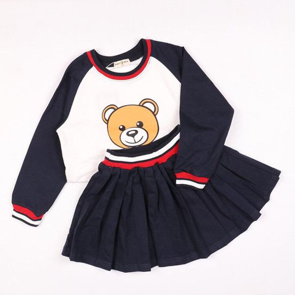 Baby Girl Sports Clothes Set Boy Longsleeve Pants Sets Kids 2PCS Coat Children Cute Cartoon Bear Outfits Children Clothing Dress Y1892906