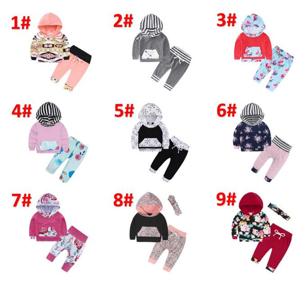 Newborn Baby Hoodie Outfits Floral Tribal Monochrome Elk Camouflage Leopard Striped Bow Hooded Spring Autumn Boy Girl Designer Clothes BY733