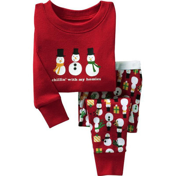 New Christmas Kids Pajamas Santa Claus Elk Sleepwear Long Sleeve Stripe Pants Kids Autumn Winter Pajama Sets
