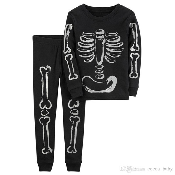 New Kid Boy Halloween Skull Clothes Set Baby Boy Toddler Kids Clothes 2PCS Cotton long sleeveT-shirt Tee+Long Pants Children Outfits Set