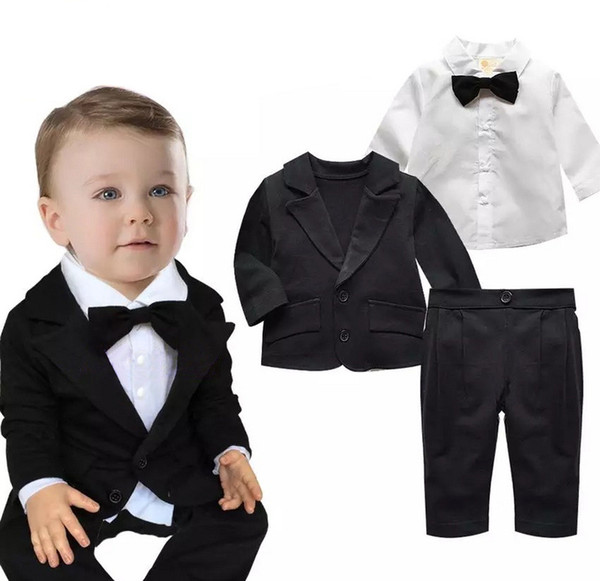 Children's 0-3 years old British gentlemen's long-sleeved shirt suit jacket boy's three-piece suit