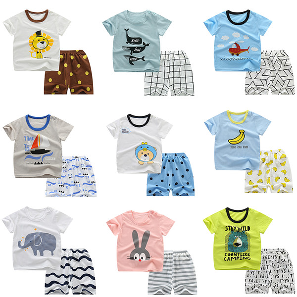 Toddler boy girl summer cartoon set Short-sleeved cotton T-shirt + shorts pant 2 piece set children's casual outfit kids clothing suit