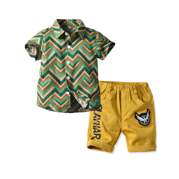 Baby Boys Summer Clothes 2019 Kids Pattern Clothes Boy Shirt X Shorts Kid Beach Clothing Sets For 90-130cm