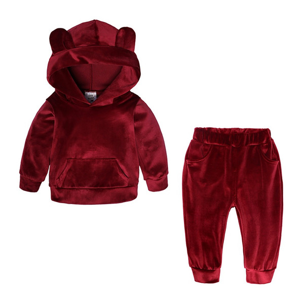 Baby Boys Girls Fleece Clothes 2018 Kids Hooded Sweater And Pants Children Autumn Clothing Sets For Size 80-140cm