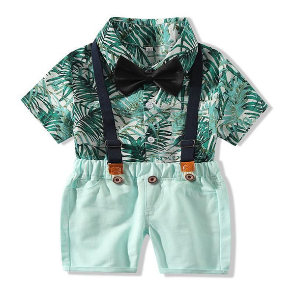 Baby Boys Holiday Style Clothes Kids Bow X Shirt X Shorts Children Summper Clothing Sets For 80-120cm