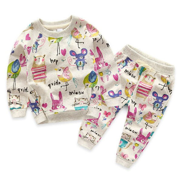 wholesale 2017 kids girls rabbit clothes baby 2 pieces clothing toddler spring sets children sweater pants suit for 90-130