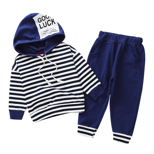 Baby Boys Clothing Sets 2019 Toddler Girl Fashion Outfits Striped Hoodie Set Fall Winter Clothes for 1 2 3 4 5 6 Year Old Boy